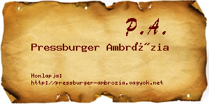 Pressburger Ambrózia névjegykártya